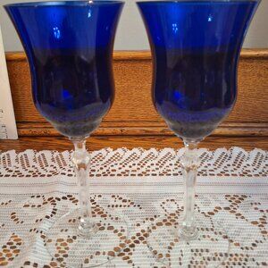 Vintage Louie Cobalt Blue Wine Glasses